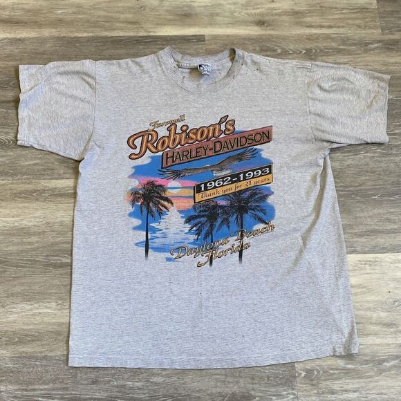 Harley Davidson Robison's Daytona Beach FL T XL ~1993~VINTAGE~Read~SINGLE STITCH - Picture 1 of 13